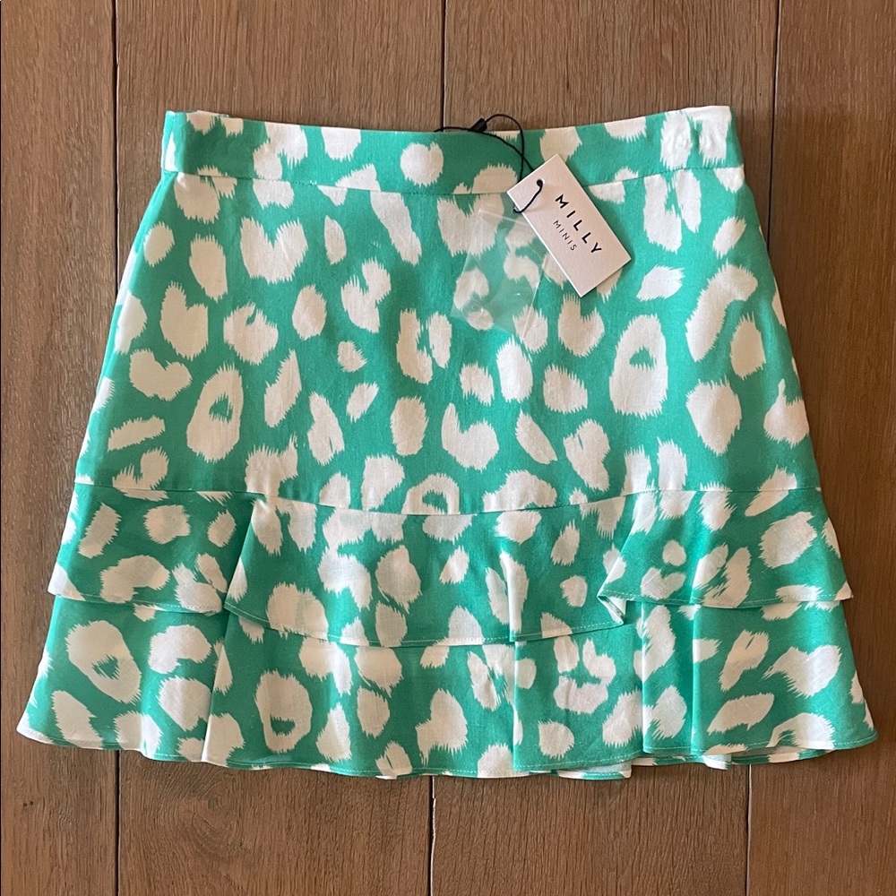 NWT Milly Milan Jungle Leopard Linen Skirt- size 10